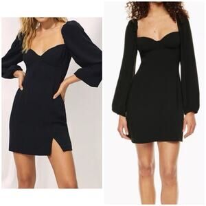 Wilfred Aritzia 4 Black Puff Sleeve Mini Dress Sweetheart Neck Coquette